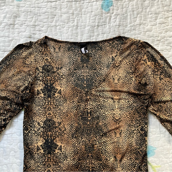 Vintage 90s Leopard Print Tie Up Rave Top 🐆 - Picture 3 of 7